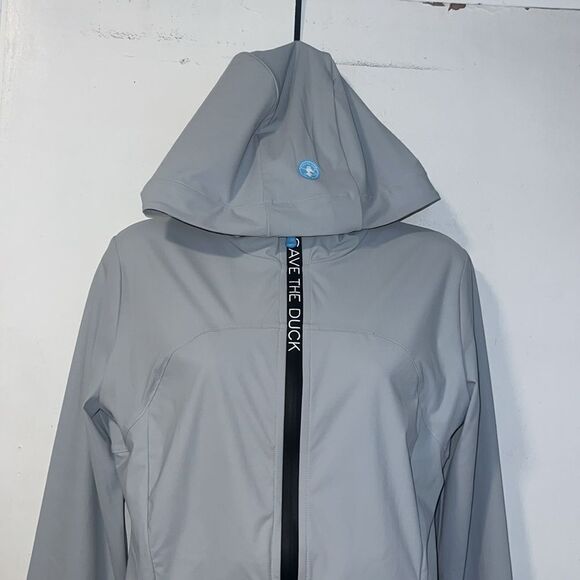 SAVE THE DUCK Light Grey Kathrine Rain Jacket Windbreaker-M NWT! - Picture 2 of 11